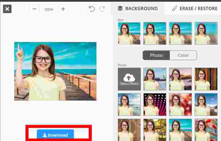 Online photo editor change background color to white
